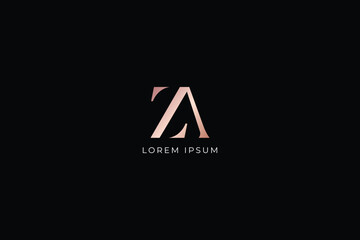 Za letter modern luxury logo, abstract style design creative golden typography illustration, az wordmark, za logo - 693566174