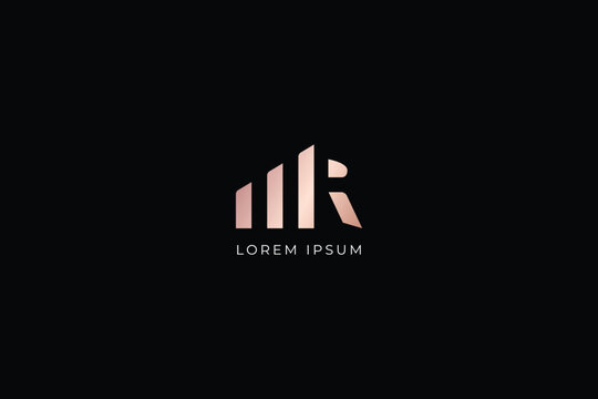 mr letter modern luxury logo, r negative space style design creative golden wordmark design typography illustration, rm wordmark, mr logo
