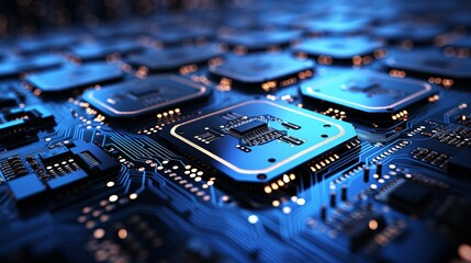 Minimalist cybernetic circuit background with futuristic technology concept and empty space