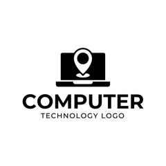 Computer logo design. Pc fix, repair, Computer maintenance service, software, Computer tech shop vector illustration isolated on white background
