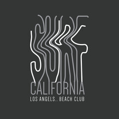 Surf California Los Angeles beach club typography distorted text graphic design