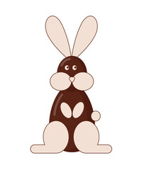 Chocolate Easter bunny. Traditional festive gift. Vector