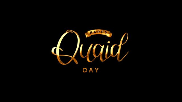 Happy Quaid e Azam Day Text Animation on Gold Color. Great for Happy Quaid e Azam Day Celebrations, for banner, social media feed wallpaper stories