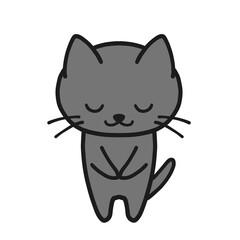 手を重ねてお辞儀する黒猫