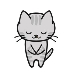 手を重ねてお辞儀するサバトラ猫