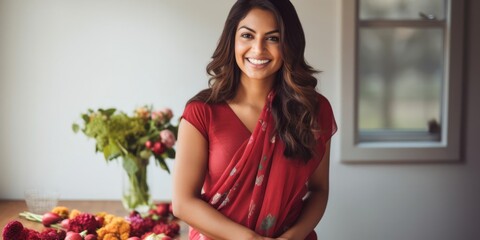 East Indian Woman Nutritionist Professional Profession Handsome Setting Generative AI - obrazy, fototapety, plakaty