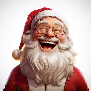 Babbo Natale, allegro e sorridente, sfondo bianco