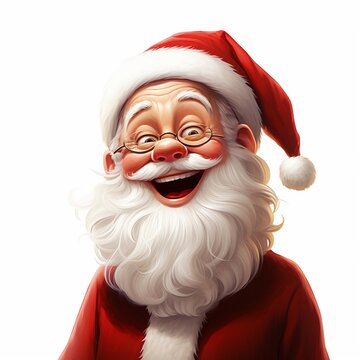 Babbo Natale, allegro e sorridente, sfondo bianco