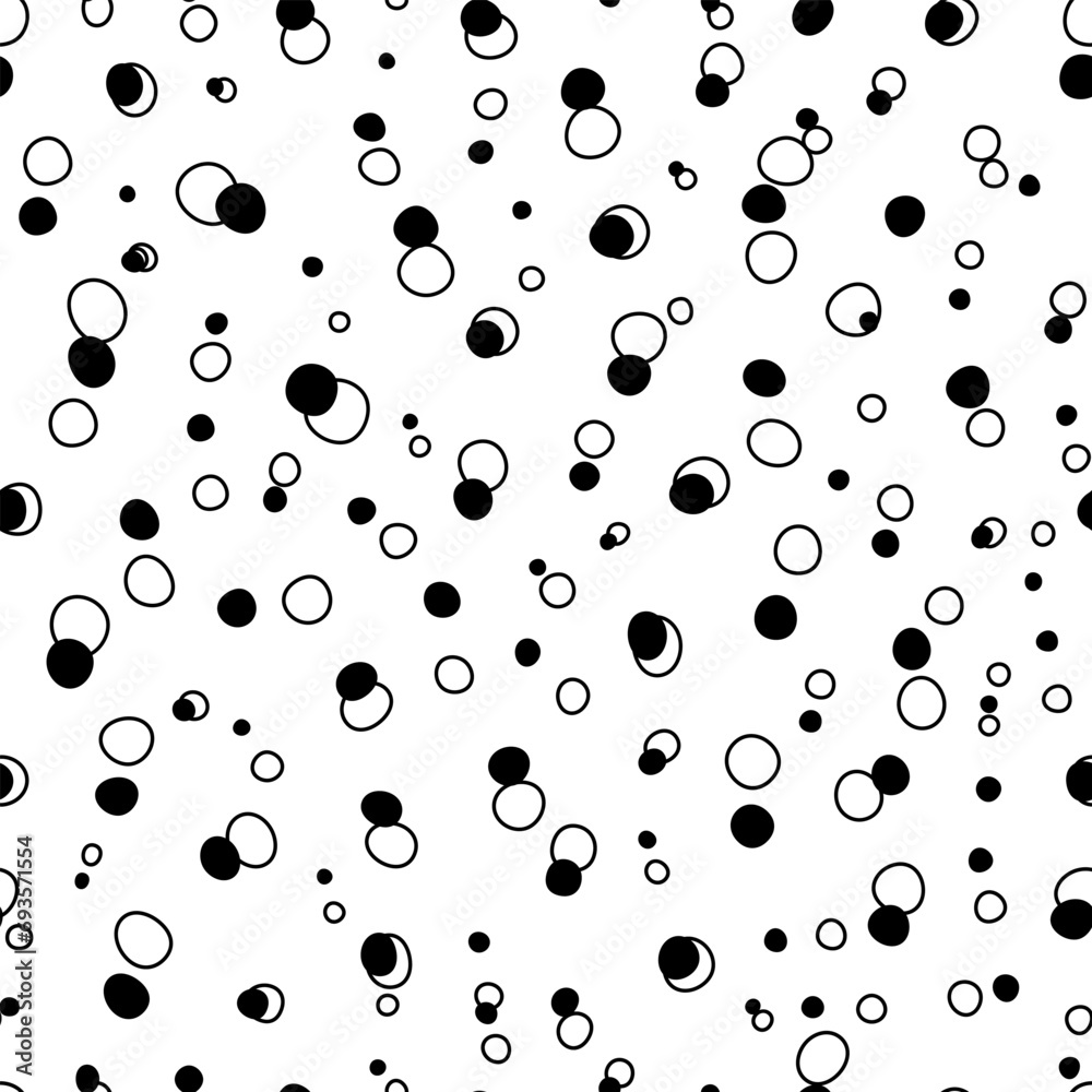 Poster Cute black and white polka dot pattern transparent isolated seamless repeating background, wallpaper or textile design