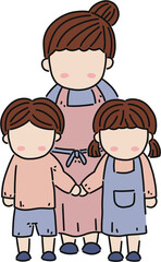 Mother and Children Illustration