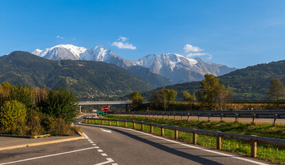 Mont Blanc from a motorway rest area, Haute Savoie, France