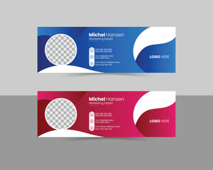 Creative modern and minimalist business email signature design multicolor variation