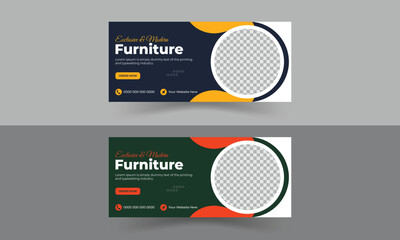 Modern elegant furniture sale fb cover page design for social media ad