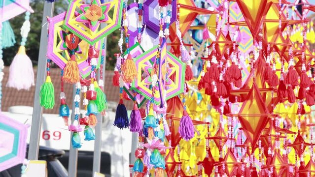 Tung or amazingly colorful flag, Northeastern Thailand flags that are used to decorate temples or important events. A symbol of superstitious beliefs of Isan people in Thailand, religion and belief