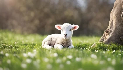 Fotobehang sheep and lamb © Digital land