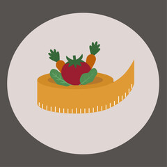 Flat Design Illustration with Tape Measure and Vegetables 