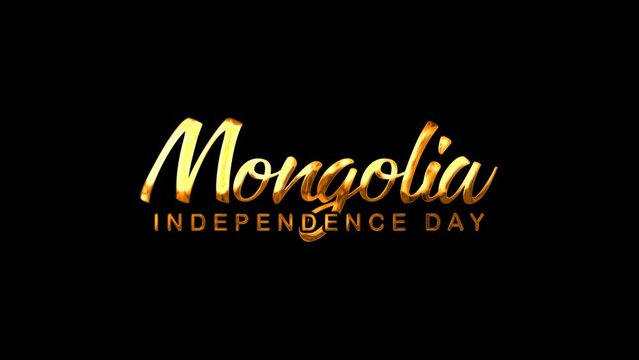 Mongolia Independence Day Text Animation on Gold Color. Great for Mongolia Independence Day Celebrations, for banner, social media feed wallpaper stories