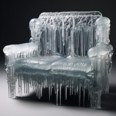 Frozen armchair made of ice