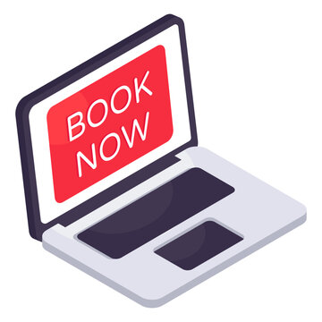 Conceptual isometric design icon book now, 