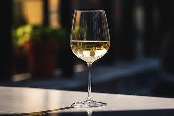 Glass of white wine in minimalist style 4_4