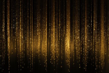 Gold glittering rain like a curtain background with blank space