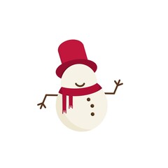 Snowman with a scarf isolated on white background - 693581996