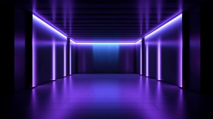 universal abstract futuristic background with built-in blue and purple neon lighting for product presentation