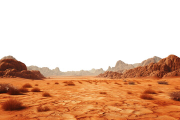 Wadi rum desert country cut out, isolated on white background - obrazy, fototapety, plakaty