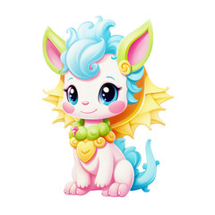 cute toy dragon. pastel colors. Digital art style. Children's illustration. PNG
