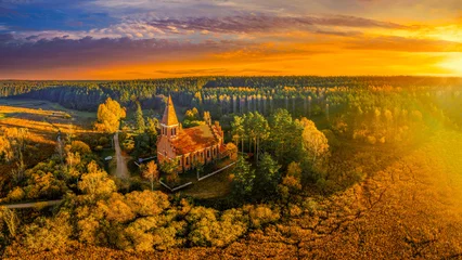 Foto auf Acrylglas Orange Jesień na Mazurach w północno-wschodniej Polsce.