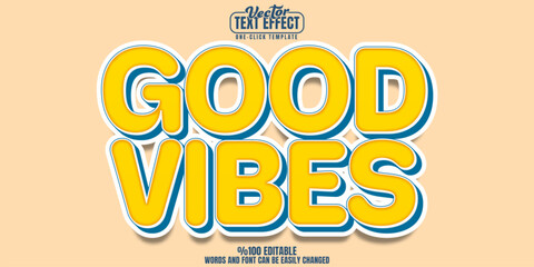 Good vibes editable text effect, customizable sticker and retro 3D font style