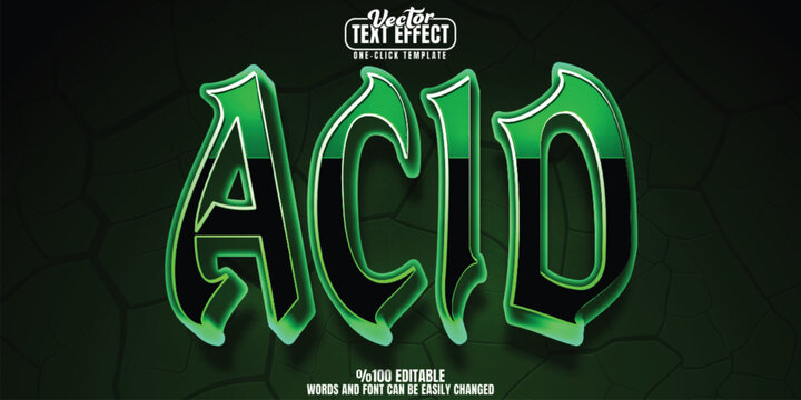 Acid editable text effect, customizable toxic and trash 3D font style