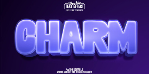 Charm editable text effect, customizable purple and cute 3D font style
