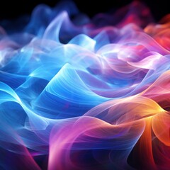 Fototapeta premium Multicolored light effects creating luminous waves, rays of light, luminous fog, pyrotechnic effects, disco music style