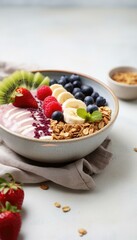 Healthy Berry Smoothie Bowl with Fresh Fruits and Granola