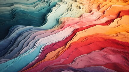 Background with soft three-dimensional colored waves, rainbow effect, a soothing backdrop conveying emotions of joy, peace, and serenity of the soul - obrazy, fototapety, plakaty