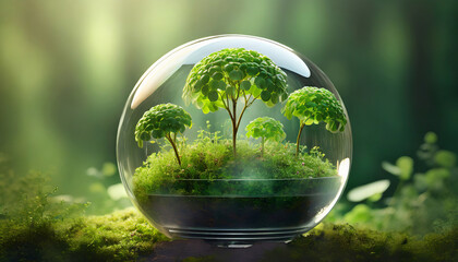 Ecology in a Crystal Ball: A Green and Shiny Nature Concept