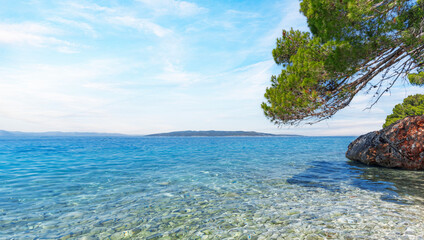 Rocky seashore on the Adriatic coast. Croatia.