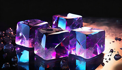 Macro Gemstone Quartz Crystal: Brilliant, Purple and Blue Luxury