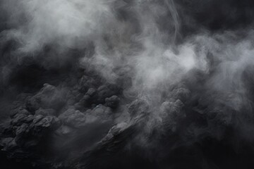 Digital illustration of black background with smoke. Generative AI