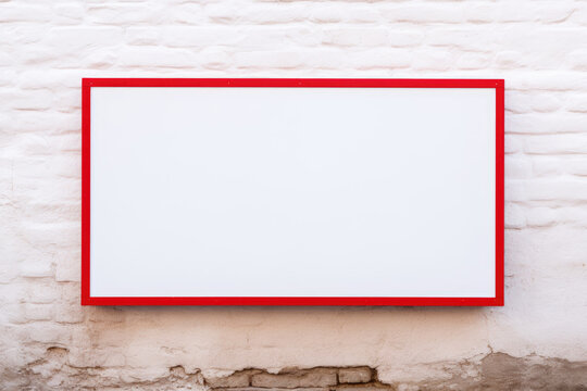 blank red frame on brick wall