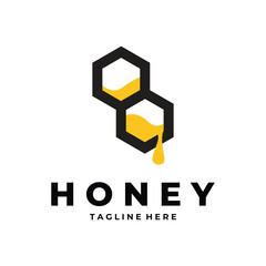 Hexagon Honey logo vector Icon template design Illustration