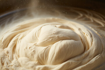 The beauty of yeast in close-up, showing the dough and the fermentation process in a rustic setting