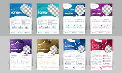 Marketing agency trendy creative corporate multicolor minimal business advertising flyer design bundle template vector