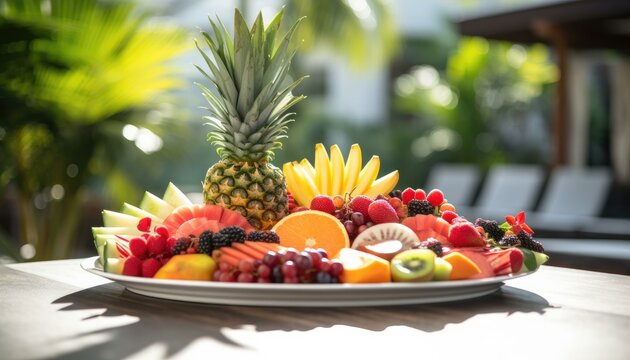 Tropical Fruit Platter in Natural Light