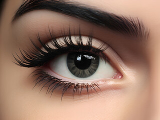 Obraz premium close up of grey eye with long eyelashes