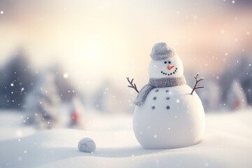 snowman wearing a hat and a scarf