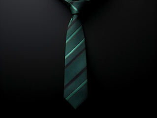 green tie on black background