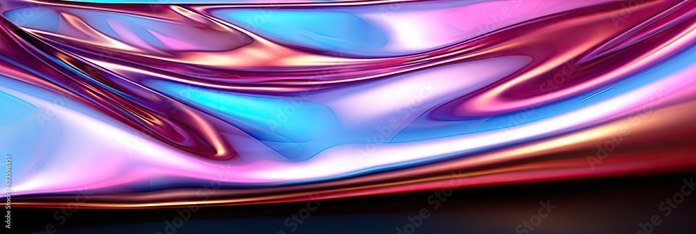 Poster holograph foil texture with iridescent metal effect, panoramic pearlescent gradient