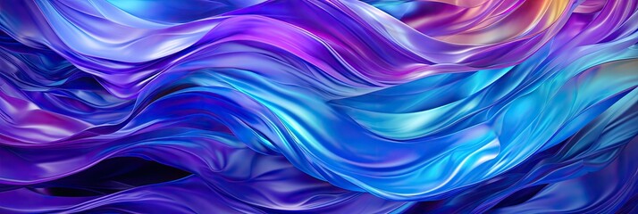 Obraz premium Holograph blue waves texture with Iridescent metal effect, Pearlescent gradient